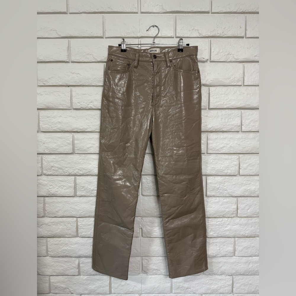AGOLDE Recycled Leather Quail Patent 90's Pinch Waist Pants - Picture 3 of 6